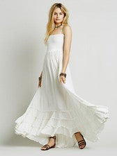 Nuevo vestido largo bohemio de playa sin espalda color liso informal de moda para mujer