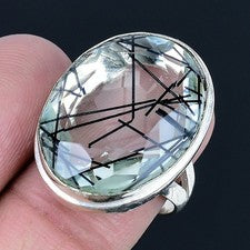 Anillo de joyería de plata esterlina 925 hecho a mano con piedras preciosas...