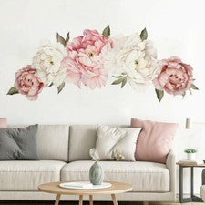 Pegatinas de pared rosa peonía flor de rosa calcomanía creativa hogar dormitorio mural decoración