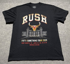 NUEVA CAMISA RUSH 50 Something Concert Tour 2026 Ft Worth TEXAS shows negra L EE. UU.
