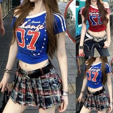 Camiseta estampada fuera del hombro de moda para mujer con un elegante ajuste cómodo