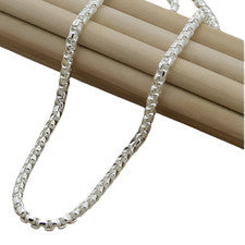 Collar de cadena de caja redonda de 5 mm de plata de ley 925 para mujer y hombre