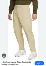 NUEVO CON ETIQUETAS Pantalones utilitarios Nike Sportswear Style Essentials para hombre talla 34 piedra caliza ¡NUEVOS!