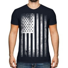 Stars y Rayas Descolorido Estampado Moda Hombre Camiseta Manga Enrollada Eu Flag