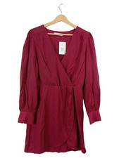 Vestido envolvente mujer MANGO T. L/40 burdeos rojo manga larga escote en V elegante