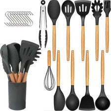 Juego de utensilios de cocina de silicona para hornear de acero inoxidable de 11 piezas