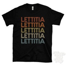 CAMISETA LETTITIA ESTILO RETRO REPETIDO Hombre y Mujer Novedad Genial Nombre Regalo