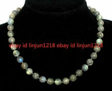 Collares de joyería de piedras preciosas con cuentas de labradorita natural gris 8 mm 10 mm 12 mm 18-36""