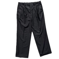 Pantalones de vestir Inserch Fine Tailoring italianos negros plisados con puños para hombre 42x33 NUEVO