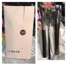 Juego de 3 brochas de maquillaje LARUCE Beauty negras Sure Grip NUEVO EN FUNDA