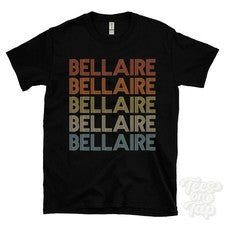 CAMISETA BELLAIRE ESTILO RETRO REPETIDO Hombre y Mujer Reino Unido Lugar Nombre Regalo