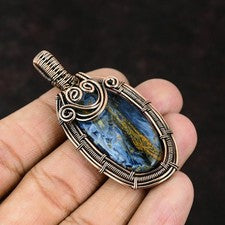 Venta del Día de las Hijas Cobre Natural Pietersite Único Alambre Envuelto Colgante Joyería