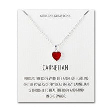 Collar de corazón de piedras preciosas de cornalina con tarjeta de cotización