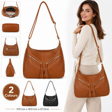Damas Hobo Bolso de Hombro Bandolera Bolso de Mano Multi Cremallera Sintético 2 Colores