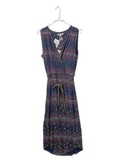 Vestido envolvente White Stuff bohemio étnico midi viscosa azul talla 40