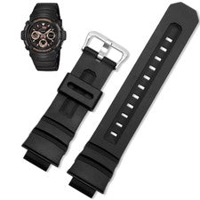 Correa de silicona negra para Casio G-Shock AW-591, AWG-M100, G-7700 – 16 mm de ancho