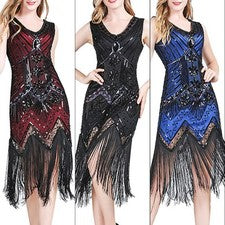 Vestido de fiesta femenino vestido de mujer elegante con lentejuelas y borlas regular