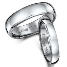 Juego de anillos de boda a juego de titanio para corte His & Hers grabados ''Te amo''