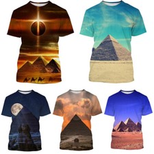Antigua Pirámide Egipcia Camiseta Impresa en 3D Verano Hombre Moda Informal Prendas para el torso