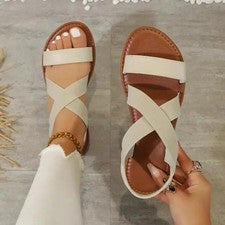 Sandalias planas romanas antideslizantes con suela de goma zapatos informales de verano para mujer