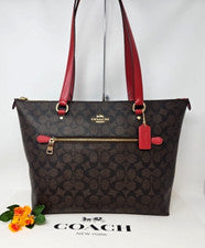 🌟🌷Bolso de Mano Coach Signature Gallery en Marrón/Rojo NUEVO CON ETIQUETAS *AUTÉNTICO*