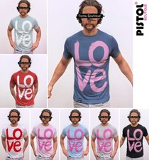 Pistol Boutique Hombre Cuello Redondo Pintura Grafiti Love Camiseta a la Moda