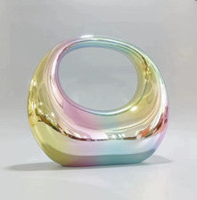 Nuevo bolso de noche de cristal de boda nupcial de acrílico arco iris de lujo para mujer