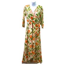 Vestido para mujer G by Giuliana envolvente sintético midi naranja estampado floral volantes talla S nuevo con etiquetas