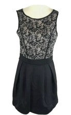 Vestido Mark Mujer Talla S Negro Beige Sin Mangas Plisado Encaje Superpuesto