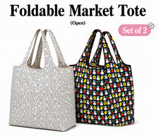 (Juego de 2) Bolso de Mano Estilo Miffy Conejo Beige GRANDE Mercado Plegable Impermeable