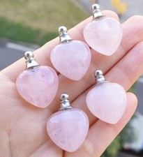 10 piezas Gemas de Cuarzo Rosa Natural Botella de Perfume Colgantes Chakra Amuleto de Curación