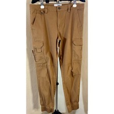 Moda Nova Hombres Pantalones Carga Para Hombre Marrón Sólido Cónico Tobillo Algodón 36 Cintura