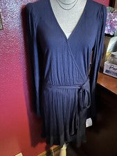 Vestido de mujer de BP. Precioso estilo volante envolvente de diseñador azul marino talla S