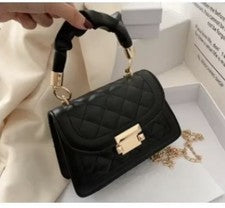Mini bolso de hombro acolchado con correa de cadena de cuero sintético estilo diseñador para mujer