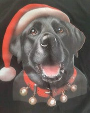 Camiseta de Navidad Black Lab With Santa Hat talla M