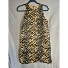 Minivestido Future Collective para mujer sin mangas color tostado negro estampado animal