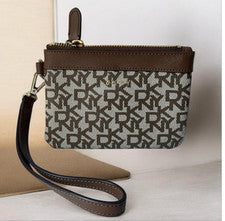 DKNY Bryant Logo Muñequera Mujer’s Cremallera Cartera Marrón/Beige Nuevo con Etiquetas $48