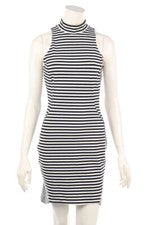 Vestido mujer RUBY SEE ALL Jersey Volantes UK 8 = D 34 blanco y negro NUEVO