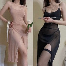 Vestido de dormir mujer ropa de dormir transpirable bodycon clubwear ranura alta