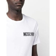 Nuevo con etiquetas Camiseta Moschino Couture Logo Estampado Blanco Cuello Redondo! Talla M