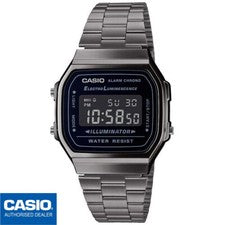 CASIO A168WEGG-1BEF⎪A168WEGG-1B⎪Original⎪Vintage ICONIC⎪Gris⎪GUNMETAL GRAY⎪Retro