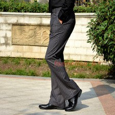 Hombres Pantalones Acampanados A Rayas Campana Pantalones Inteligentes Informales Bootcut Pantalones Ajustados Moda