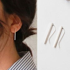 Pendientes largos de plata de ley 925 para mujer