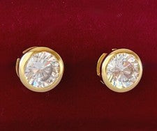 Pendientes de lujo pendientes circonitas cristal oro amarillo 999 chapado en oro 24K 7 mm