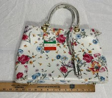 Cartera para mujer Borse In Pelle de cuero genuino con estampado floral hecha en Italia NUEVA