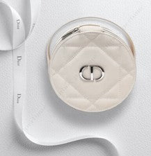 Estuche de tocador de belleza DIOR bolsa de maquillaje redonda con espejo ¡NUEVO!