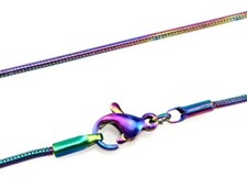 Collar de cadena de serpiente arco iris de acero inoxidable de 18" - 24" 1 mm colorido STS1RW Reino Unido
