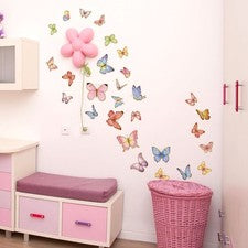 Calcomanía de pared mariposa decoración sala de estar pegatina metálica acabado estampado en caliente