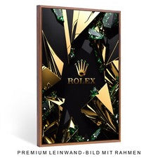 ✅ WANDBILD ROLEX - GOLDENE FASHION LEINWAND BILD MIT RAHMEN , KUNST DEKO HAUS