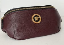 Bolso Cinturón Versace Cabeza de Medusa Granulado Cuero de Becerro Borgoña 1002884 IT NUEVO CON ETIQUETAS $1100
